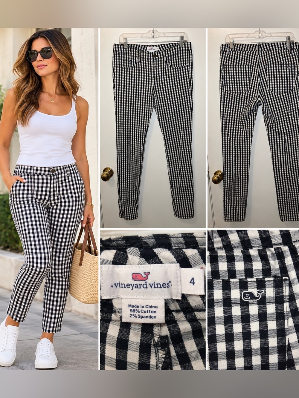 Vineyard Vines Black & White Gingham pants